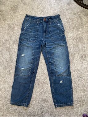 Pilcro Women's Blue Boyfriend Patchwork Jeans